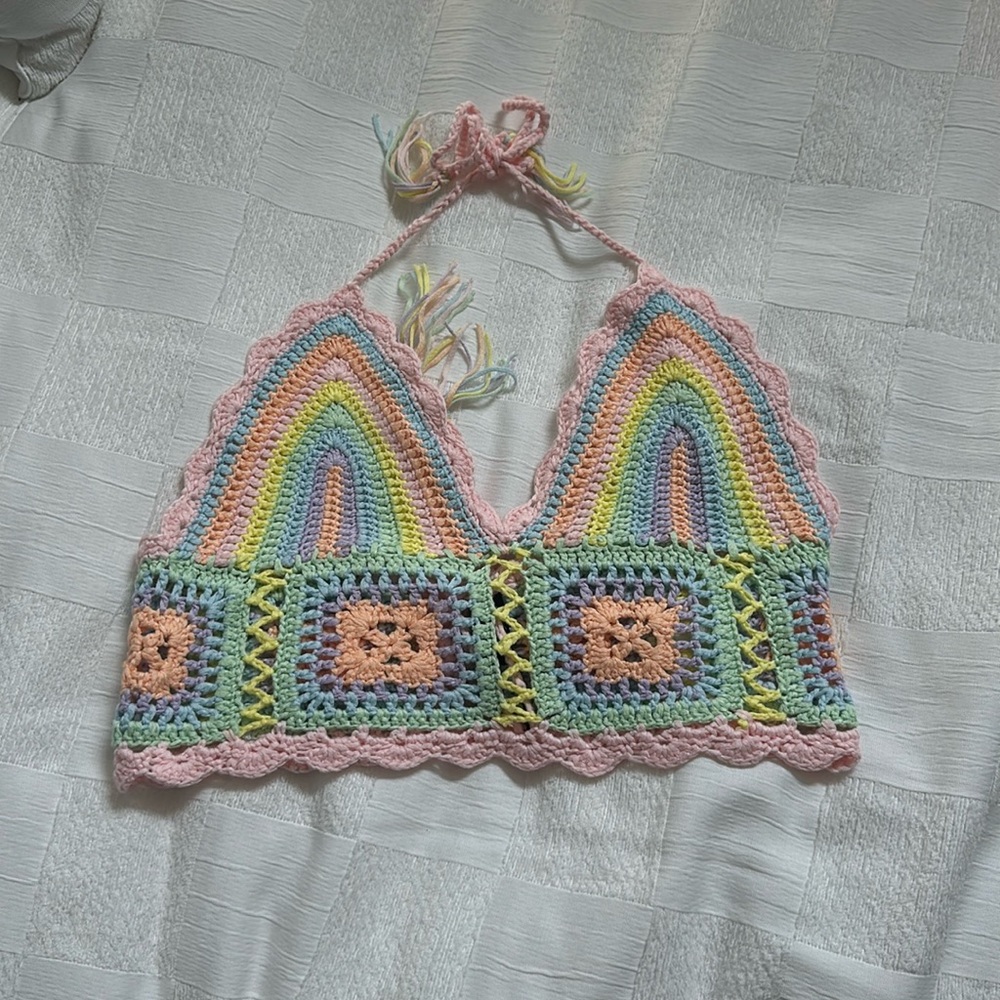 Rainbow crochet top!